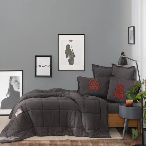 Karaca Home Motto Cotton Comfort Single Anthracite