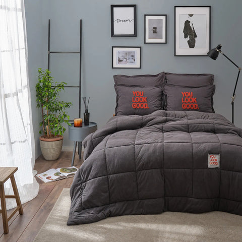 Karaca Home Motto Cotton Comfort Double Anthracite