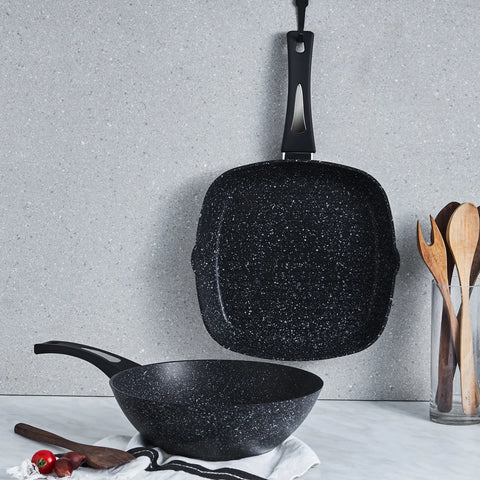 Karaca Defne - BioGraniet, wok/grill-set, zwart