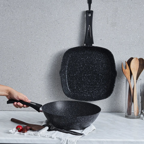 Karaca Defne - BioGraniet, wok/grill-set, zwart