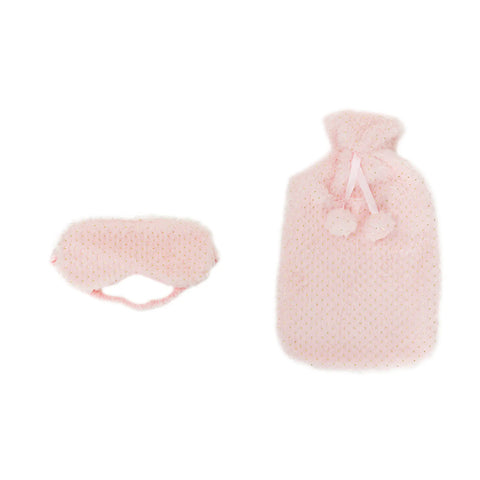 Karaca Home Dream, set met warmwaterkruik en slaapmasker, roze