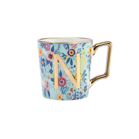 Karaca Flower N Letter Mug, 350 ml