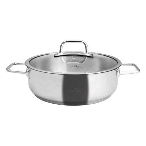 Karaca Galaxy 28 cm 4,5 L stalen kookpan met brede bodem voor auberginegerechten