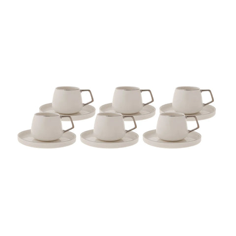 Karaca Streamline Saturn Platinum koffiekopjesset voor 6 personen