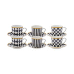 Karaca Chekers Coffee Cup Set for 6 Person