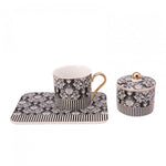 Karaca Queen Black Coffee Cup Set For 2 With Turkish Delight Bowl