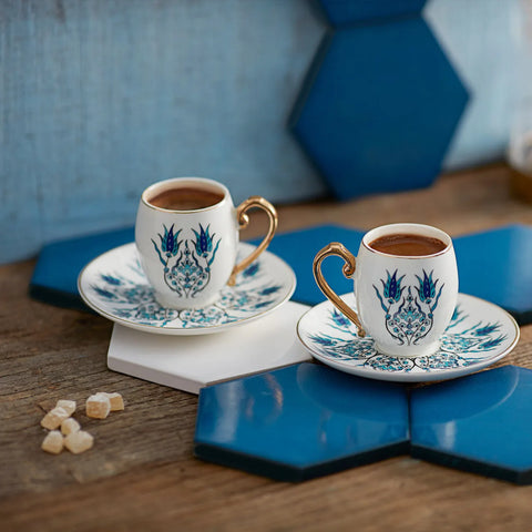 Karaca Iznik 4-delige set mokkakopjes/espressokopjes voor 2 personen