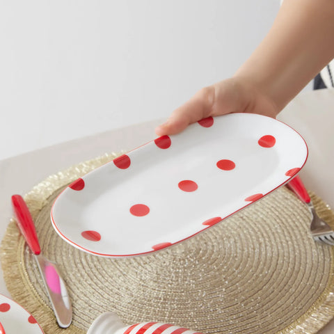 Karaca Polka Dot, porseleinen bord 26 cm, wit