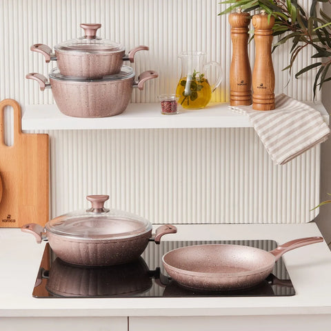 COOKPLUS  BİOGRANİT DREAM 7 PARÇA TENCERE SETİ ROSE