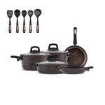 Karaca Biogranit Induction Black Gold Cookware and Service Set 13 Piece