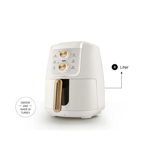 Karaca Air Cook, handmatige XL airfryer, crèmekleurig/goud