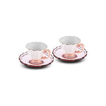 Karaca Samo 2 Person Pink Coffee Cup Set with Acrylic Saucer 90 ml