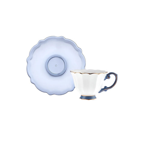 Karaca Samo, set koffiekopjes van 90 ml met acryl schoteltjes voor 2 personen, donkerblauw