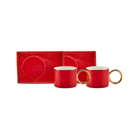 Karaca Soho, set koffiekopjes voor 2 personen, 80 ml, rood