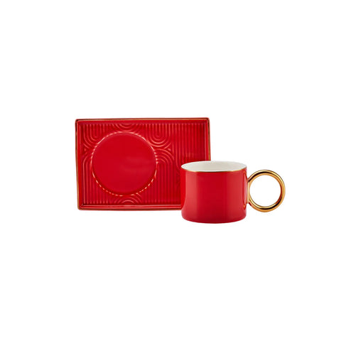 Karaca Soho, set koffiekopjes voor 2 personen, 80 ml, rood