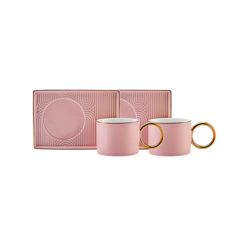 Karaca Soho Coffee Cup Set, 2 Person, 80 ml, Pink