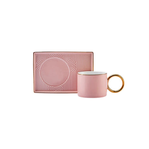 Karaca Soho Koffiekopset, 2 Personen, 80 ml, Roze