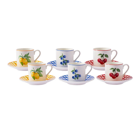 Karaca Piknik, set koffiekopjes, 6 personen, 80 ml