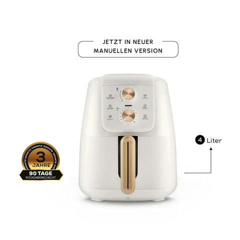 Karaca Air Cook, handmatige XL airfryer, crèmekleurig/goud