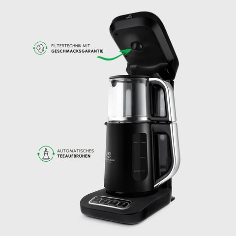 Karaca Caysever Robotea Pro 4 in 1, automatische theezetter, waterkooker en filterkoffiezetter met spraakfunctie, 2500 W, chroom