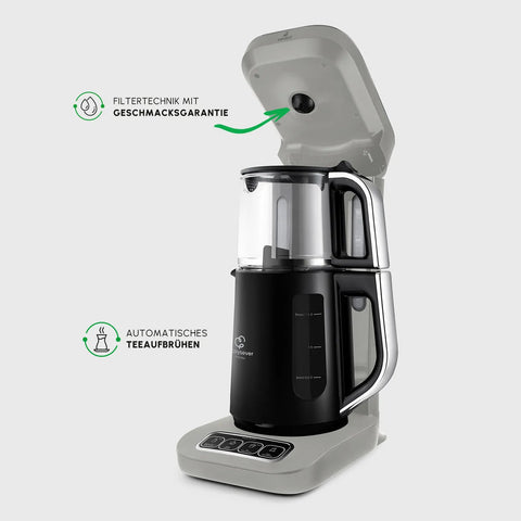 Karaca Caysever Robotea Pro, 4-in-1 theemaker, waterkoker en filterkoffiezetapparaat met spraakfunctie, Starlight