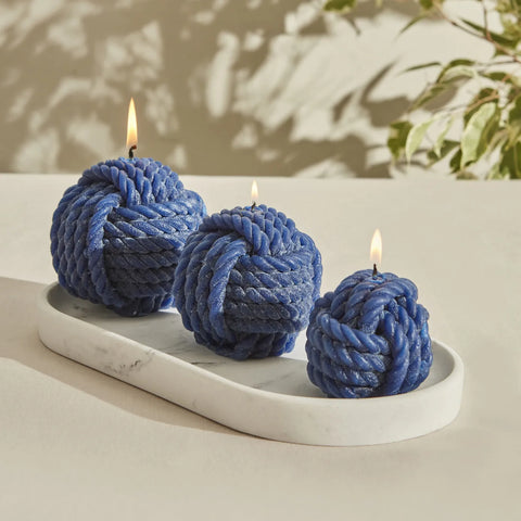 Karaca Home Rope Kaars 8 cm, marineblauw