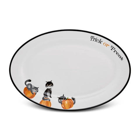 Karaca Halloween Kat Pompoen Porseleinen Serveerbord, 30cm