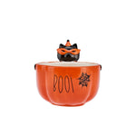 Karaca Halloween Boo Ceramic Bowl, 15cm, Orange Black