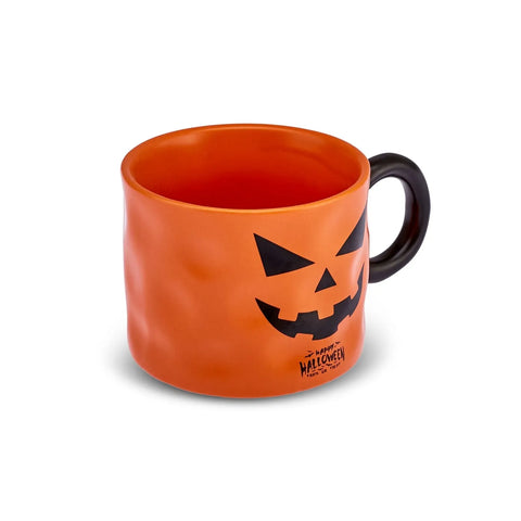 Karaca Halloween Pompoen Gezicht Mok Keramisch, 10 cm, oranje zwart