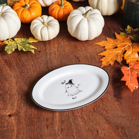 Karaca Halloween Boo Pumpkin Porcelain Serving Platter, 35cm