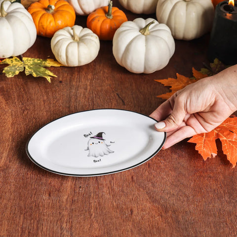 Karaca Halloween Boo Pumpkin Porcelain Serving Platter, 35cm