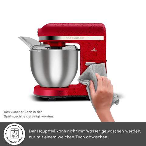 Karaca Mastermaid Chef Pro, Keukenmachine met Dubbele Arm, Imperiaal Rood, 1500 W