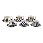 Karaca Chekers Tea Cup Set for 6 Person, 220 ml