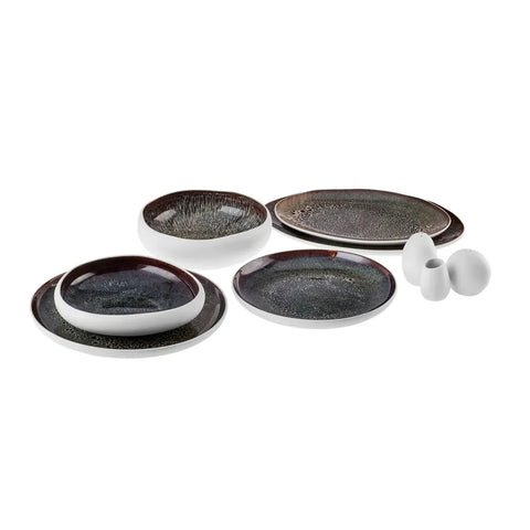 Karaca Red Carpet Collection Streamline 59 Delige Galactic Reactive Glaze Dinerset voor 12 Personen, Wit