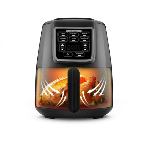 Karaca Air Cook XL 2 in 1 Sprekende Airfryer, Zwart Chroom