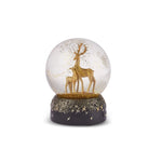 Karaca Christmas Deer Led Light Snow Globe, (8cmx8cmx10.5cm), Black Gold