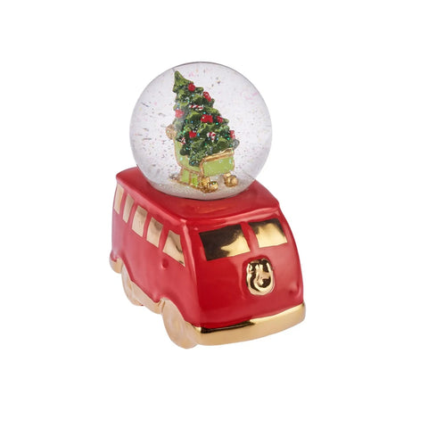 Karaca Christmas Minivan Sneeuwbol, 15cmx9cmx19cm, Rood