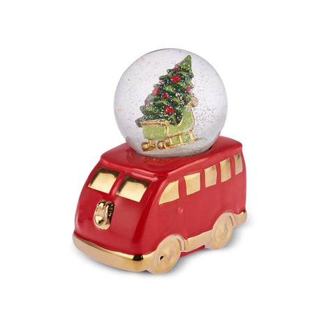 Karaca Christmas Minivan Sneeuwbol, 15cmx9cmx19cm, Rood