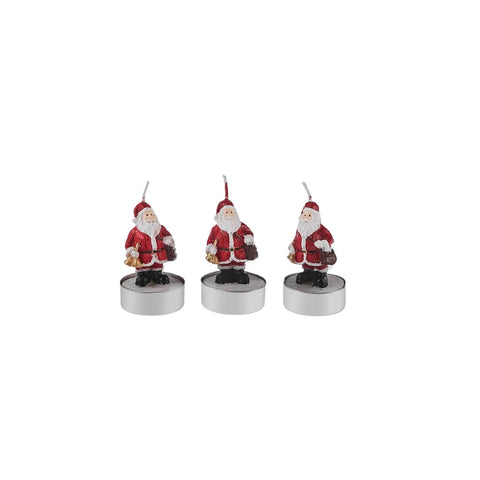 Karaca Christmas Kerstman Theelichtjes, 3 Delig, 18.5cmx6.7cm, Rood