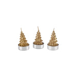 Karaca Christmas Gold Christmas Tree 3 Piece Candle, 3.8x3.8x7 cm