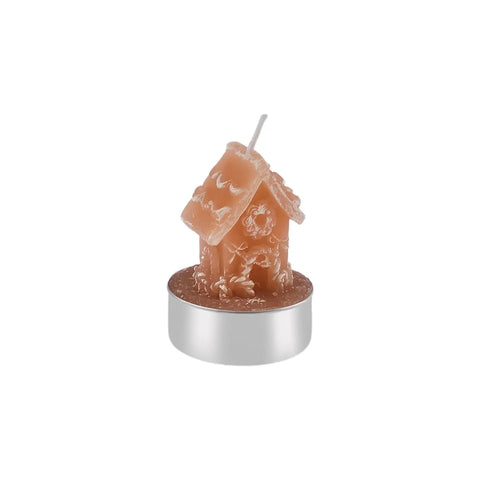 Karaca Christmas Gemberhuis Theelichtjes, 3 Delig, 18cmx5cmx6cm, Bruin