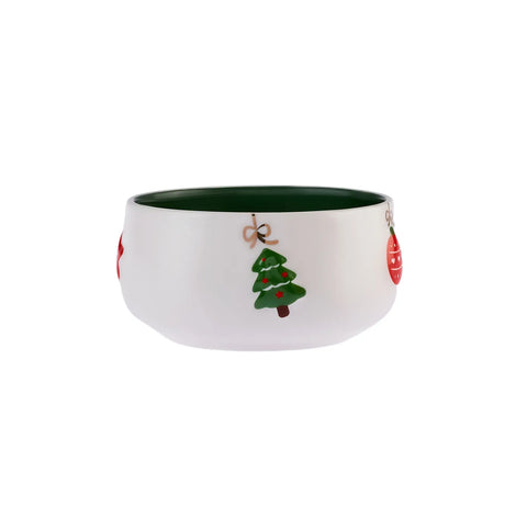 Karaca Christmas, Porseleinen Snackschaal, 11cm, Wit Groen