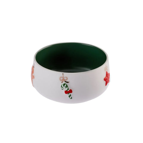 Karaca Christmas, Porseleinen Snackschaal, 11cm, Wit Groen