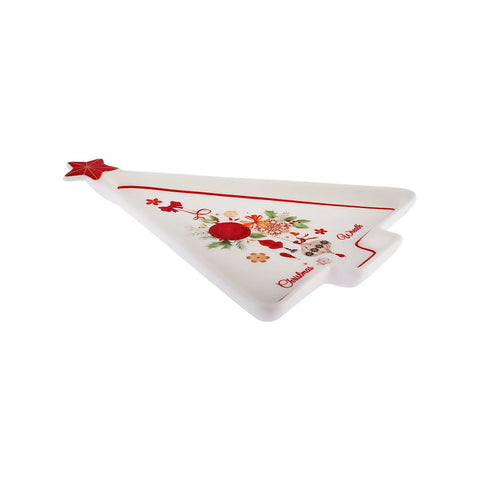 Karaca Christmas Porseleinen Dienbord, 21cm, Wit Rood