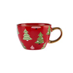 Karaca Christmas Porcelain Golden Line Mug, 325ml, Red