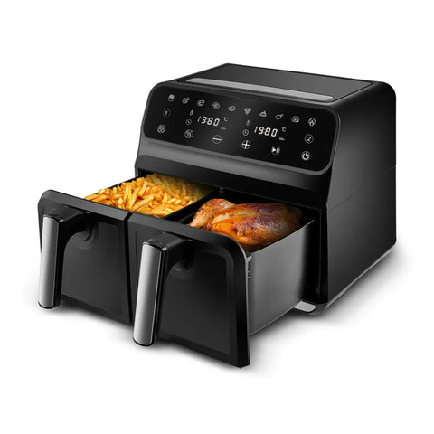 Karaca Multifry XXXL, digitale airfryer, 4+4 liter, twee bereidingscompartimenten