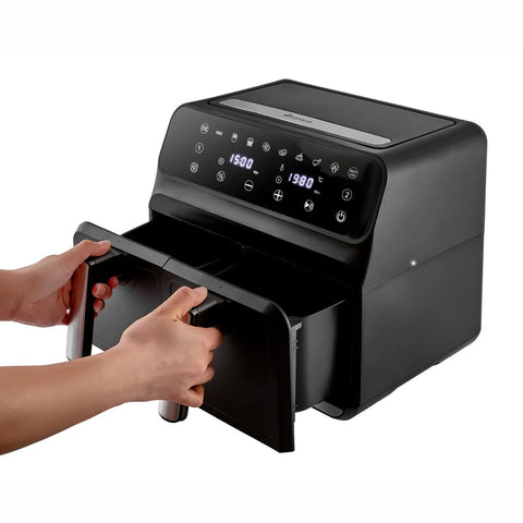 Karaca Multifry XXXL, digitale airfryer, 4+4 liter, twee bereidingscompartimenten