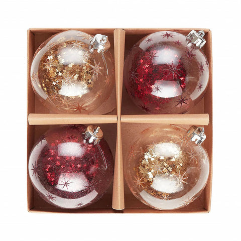 Karaca Home Kerstmis Glitterboom Ornamentenset, 4 delig, 8 cm