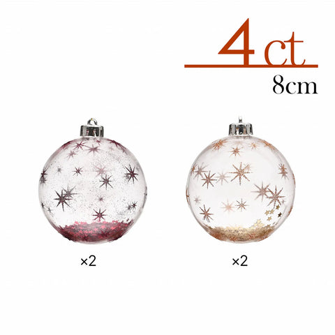 Karaca Home Kerstmis Glitterboom Ornamentenset, 4 delig, 8 cm