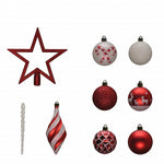 Karaca Home Christmas Fun Red Stars Tree Ornament Set, 19 Piece